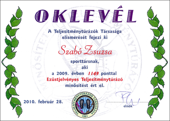 Zsuzsa oklevele