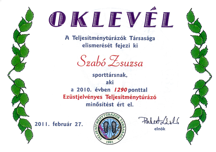 Zsuzsa oklevele